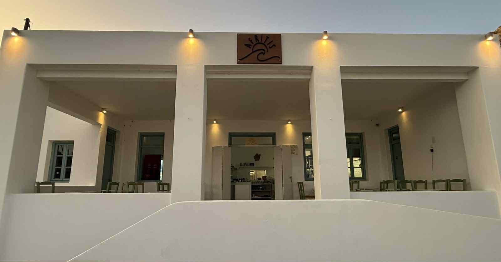 Seaside dining table overlooking the Aegean